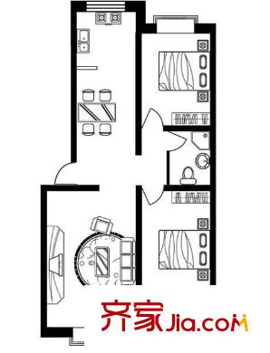 昆山 錦隆佳園 戶型圖 2室2廳1衛(wèi)