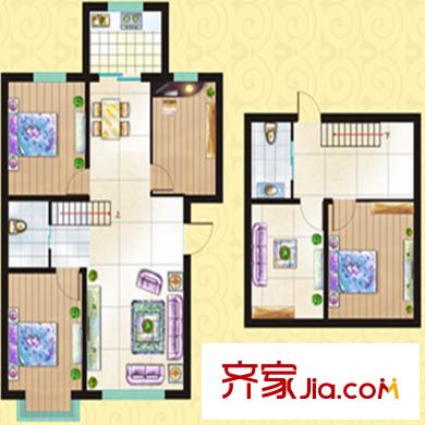航空嘉園標(biāo)準(zhǔn)層C1戶型圖 3室2廳1衛(wèi)1廚