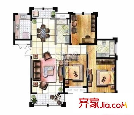 楓景苑B區(qū) 3室 戶型圖