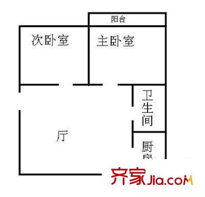 楓景苑B區(qū) 2室 戶型圖