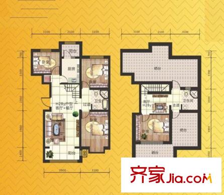 盈科梧桐山畔戶型圖 146.57平方米 4室2廳2衛(wèi)1廚