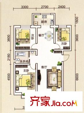通源?里城戶型圖 3室2廳1衛(wèi)1廚