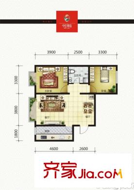 中石華庭戶型圖 83.21平方米 2室2廳1衛(wèi)1廚