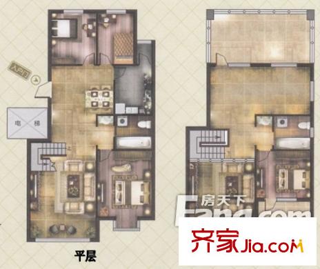 英澳錦繡苑戶型圖 4室3廳2衛(wèi)1廚