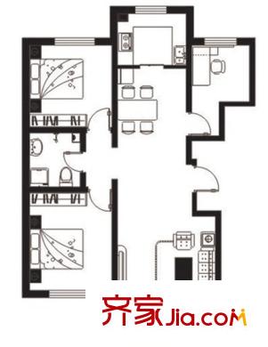 弘域?欣源C戶型三室兩廳一衛(wèi)一廚97.89平 3室2廳1衛(wèi)1廚
