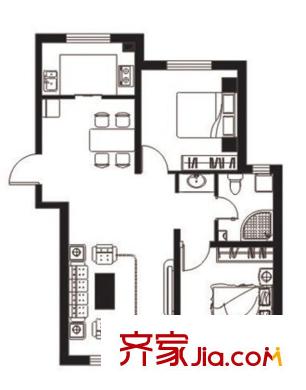 弘域?欣源兩室兩廳一衛(wèi)一廚88.13平 2室2廳1衛(wèi)1廚