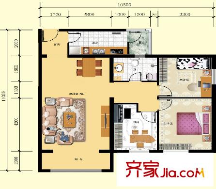 龍河雅居C-1戶型3室2廳1衛(wèi)1廚116平 3室2廳1衛(wèi)1廚