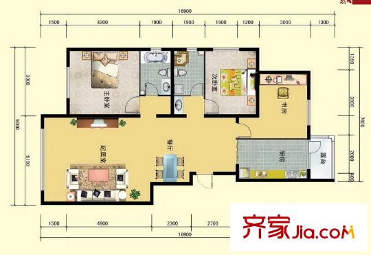 龍河雅居D1戶型3室2廳2衛(wèi)1廚147平 3室2廳2衛(wèi)1廚