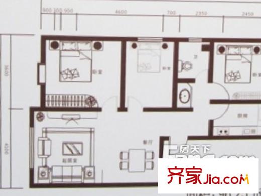 林森國(guó)際三室兩廳一衛(wèi)一廚96.25平 3室2廳1衛(wèi)1廚