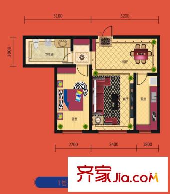 錦程?錦繡家園三期戶型圖 1室2廳1衛(wèi)1廚