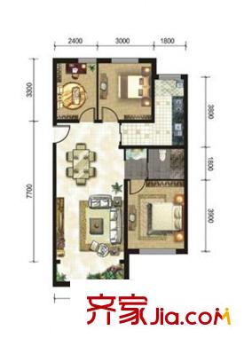 天然理想城二期E3戶型三室兩廳兩衛(wèi)一廚96平米 3室2廳2衛(wèi)1廚