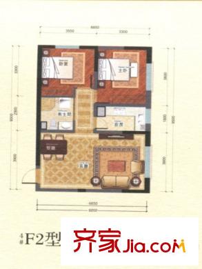 秦郡二期戶型圖 2室2廳1衛(wèi)1廚