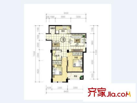 新大地御景2室2廳1衛(wèi)1廚89.29平 2室2廳1衛(wèi)1廚