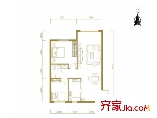 天寧西街名門G戶型2室2廳1衛(wèi)81.86平 2室2廳1衛(wèi)