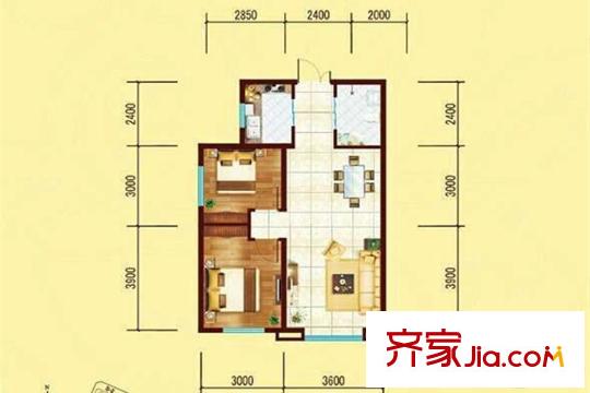 溪語原筑C2兩室兩廳一廚兩衛(wèi) 75.53平米 2室2廳1衛(wèi)1廚