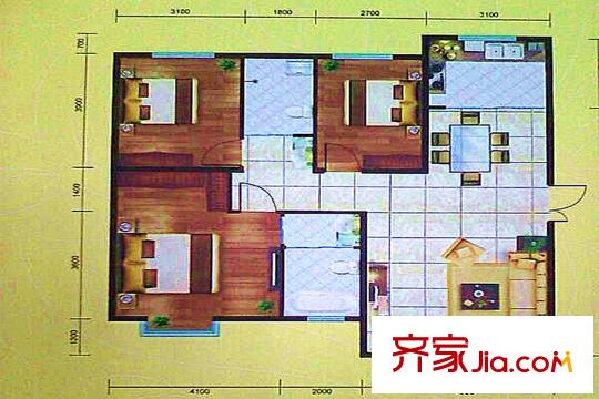 溪語原筑D1三室兩廳一廚一衛(wèi) 116.76平米 3室2廳1衛(wèi)1廚