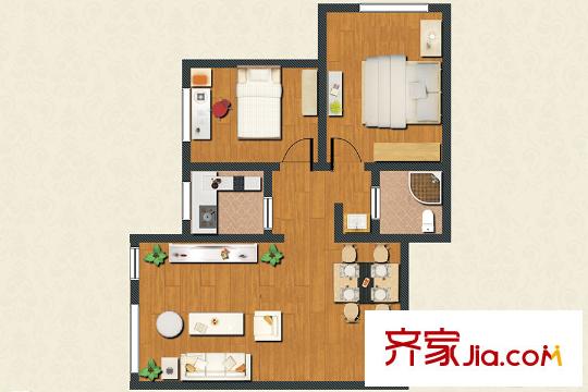 長(zhǎng)生?馨和園A戶型兩室兩廳一衛(wèi)一廚89.13平 2室2廳1衛(wèi)1廚