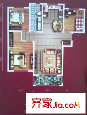 和諧丁香園C戶型三室兩廳一衛(wèi)一廚118平 3室2廳1衛(wèi)1廚