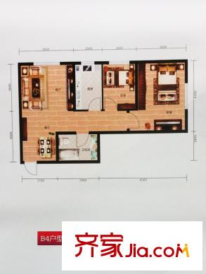 海成天山綠洲B4戶型兩室兩廳一衛(wèi)一廚79.09平 2室2廳1衛(wèi)1廚