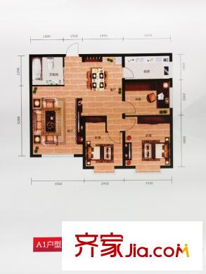 海成天山綠洲A1戶型三室兩廳一衛(wèi)一廚105平 3室2廳1衛(wèi)1廚