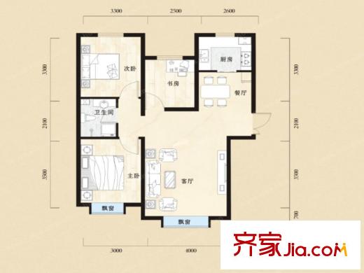 金科紫御府3室2廳1衛(wèi) 3室2廳1衛(wèi)