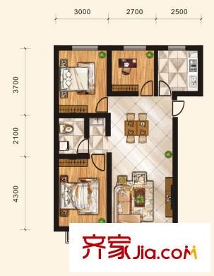 俊發(fā)?百合名苑C戶型3室2廳1廚1衛(wèi)95平米 3室2廳1衛(wèi)1廚
