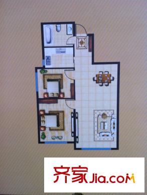公元南湖二期?天境E戶型兩室兩廳一衛(wèi)一廚80平 2室2廳1衛(wèi)1廚