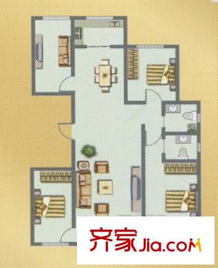 榮和城五期F戶型3室2廳1廚1衛(wèi)139平 3室2廳1衛(wèi)1廚