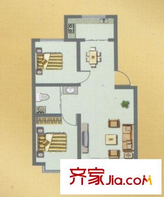 榮和城五期C戶型2室2廳1廚1衛(wèi)90平 2室2廳1衛(wèi)1廚