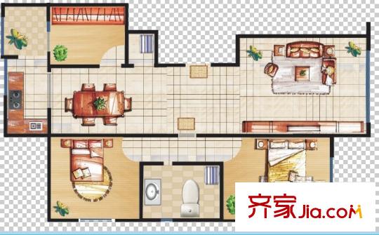 天和廣場(chǎng)三室兩廳一衛(wèi)一廚123.97平 3室2廳1衛(wèi)1廚