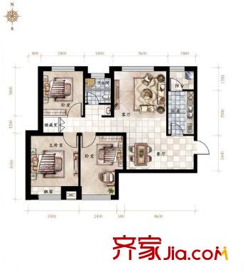 雅山新天地三期3室2廳1衛(wèi)101.52平 3室2廳1衛(wèi)1廚