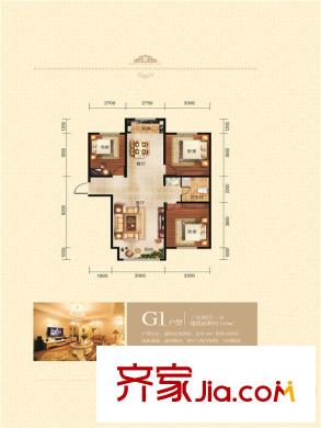 藍(lán)廷花苑G1戶型3室2廳1衛(wèi)110平方米 3室2廳1衛(wèi)
