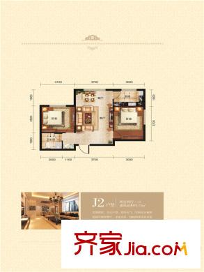 藍(lán)廷花苑J2戶型2室2廳1衛(wèi)73平方米 2室2廳1衛(wèi)