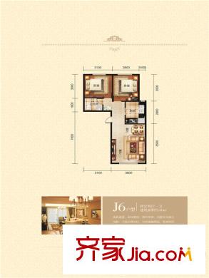 藍(lán)廷花苑J6戶型2室2廳1衛(wèi)80平方米 2室2廳1衛(wèi)