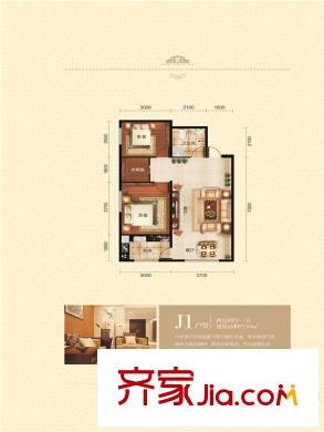 藍(lán)廷花苑J1戶型2室2廳1衛(wèi)85平方米 2室2廳1衛(wèi)