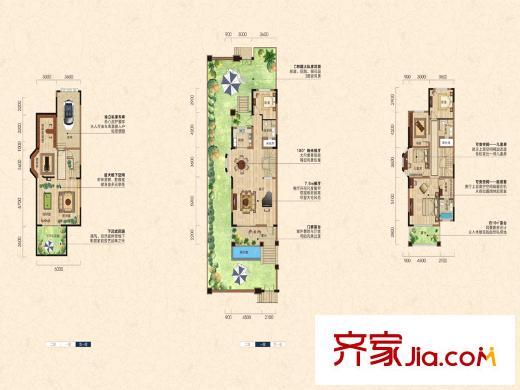 金科股份廊橋水鄉(xiāng)別墅A邊戶219.32平6室6廳3衛(wèi)1廚 6室6廳3衛(wèi)1廚