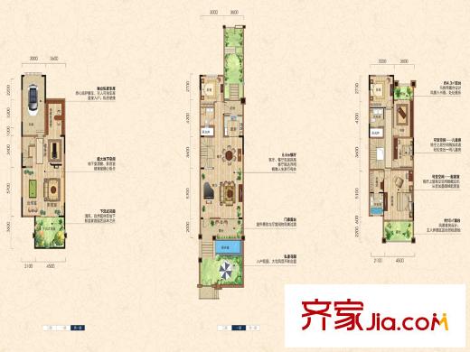 金科股份廊橋水鄉(xiāng)別墅A中戶214.94平6室6廳3衛(wèi)1廚 6室6廳3衛(wèi)1廚