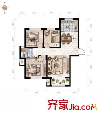 雅山新天地三期D1戶型3室2廳1衛(wèi)124.48平 3室2廳1衛(wèi)1廚