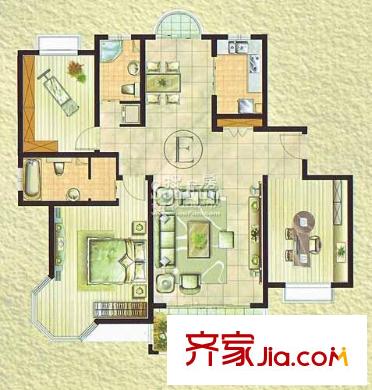 琨城帝景園海派典藏 標(biāo)準(zhǔn)層平面 3室2廳2衛(wèi)