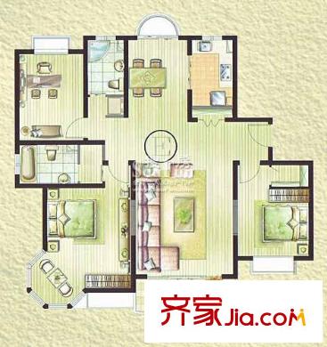 琨城帝景園海派典藏 復(fù)式一層平面 5室3廳3衛(wèi)