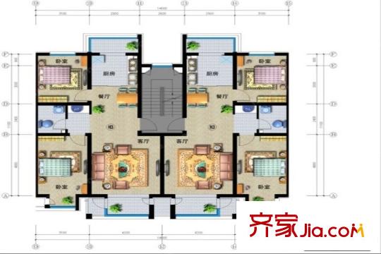 富友國際花園兩室兩廳一衛(wèi)96.45平方米 2室2廳1衛(wèi)1廚