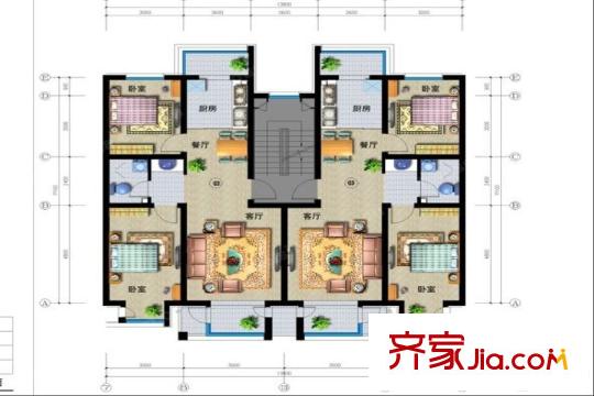 富友國際花園兩室兩廳一衛(wèi)68.30平方米 2室2廳1衛(wèi)1廚