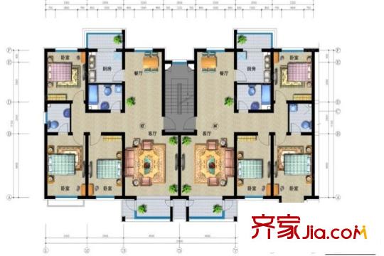富友國際花園三室兩廳雙衛(wèi)137.01平方米 3室2廳2衛(wèi)1廚