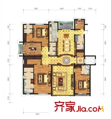 御宮華府1、5、8#樓B2-F2戶型 5室3廳5衛(wèi)1廚