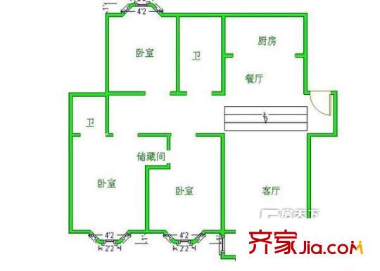 昆山 天福小區(qū) 戶型圖 3室2廳2衛(wèi)