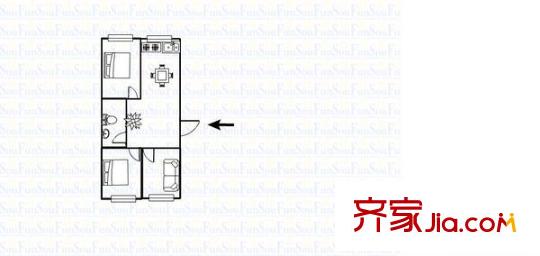昆山 天福小區(qū) 戶型圖 2室2廳1衛(wèi)