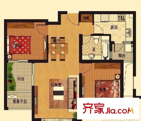 昆山 天福小區(qū) 戶型圖 2室2廳1衛(wèi)