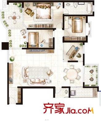 綠中海二期46#111小高層戶型 4室2廳2衛(wèi)1廚