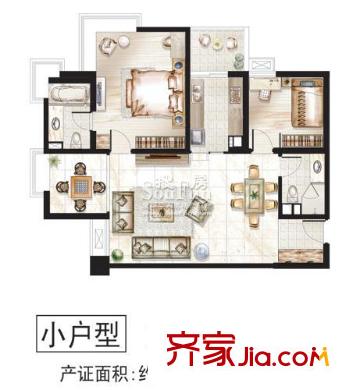 綠中海二期46#111小高層戶型 2室2廳1衛(wèi)1廚