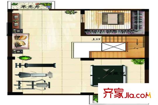 白鷺灣洋房E戶型二層 3室2廳1衛(wèi)1廚